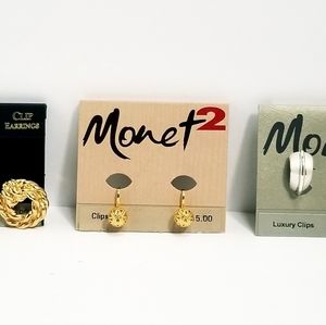 Vintage Signed MONET Designer Clip-On Earrings